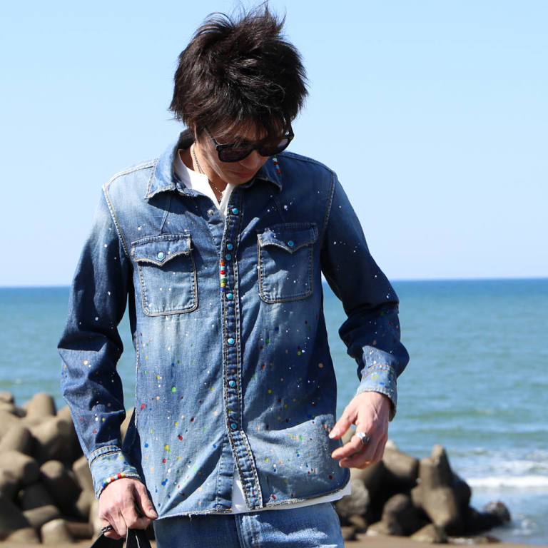 Tmt Hq Paint Crush Denim Shirts デニムシャツ Tsh S1901 Chemical Conbination