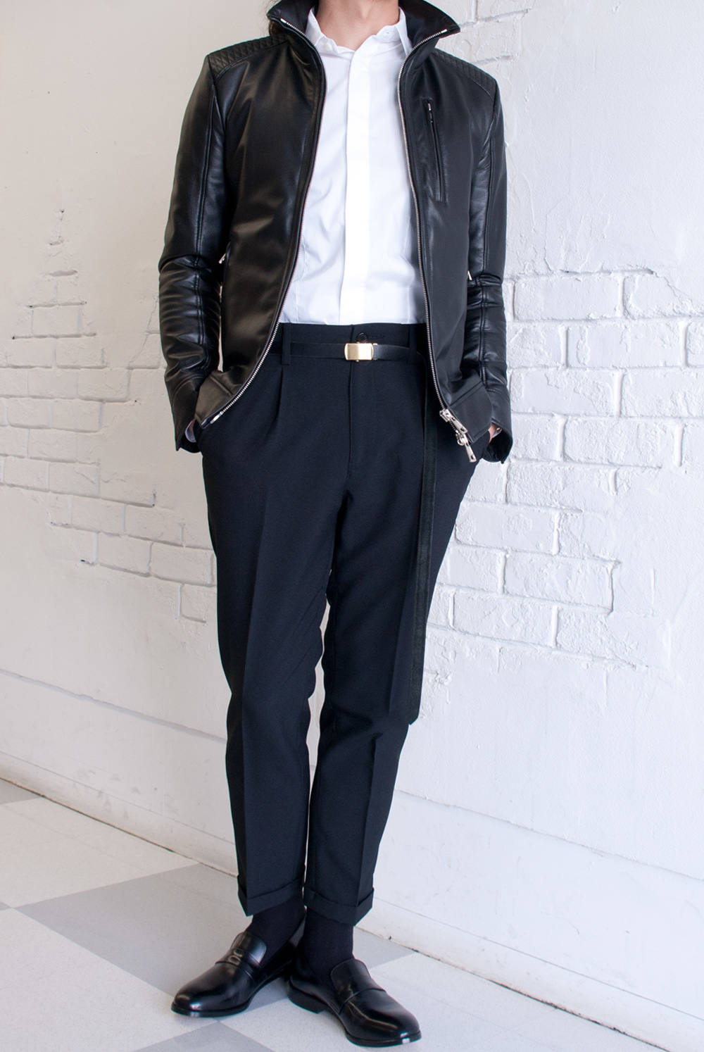 モノグラフ 流用する 閲覧する レザー ジャケット スラックス Matc Jp